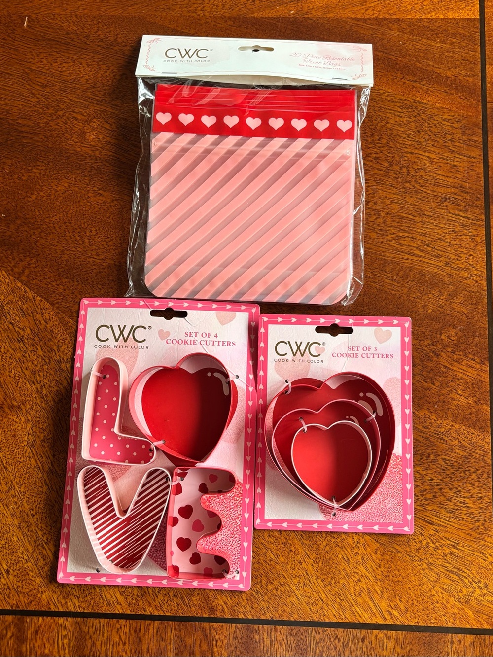 Pink & Red Valentine Cookie Cutters and Treat Bags